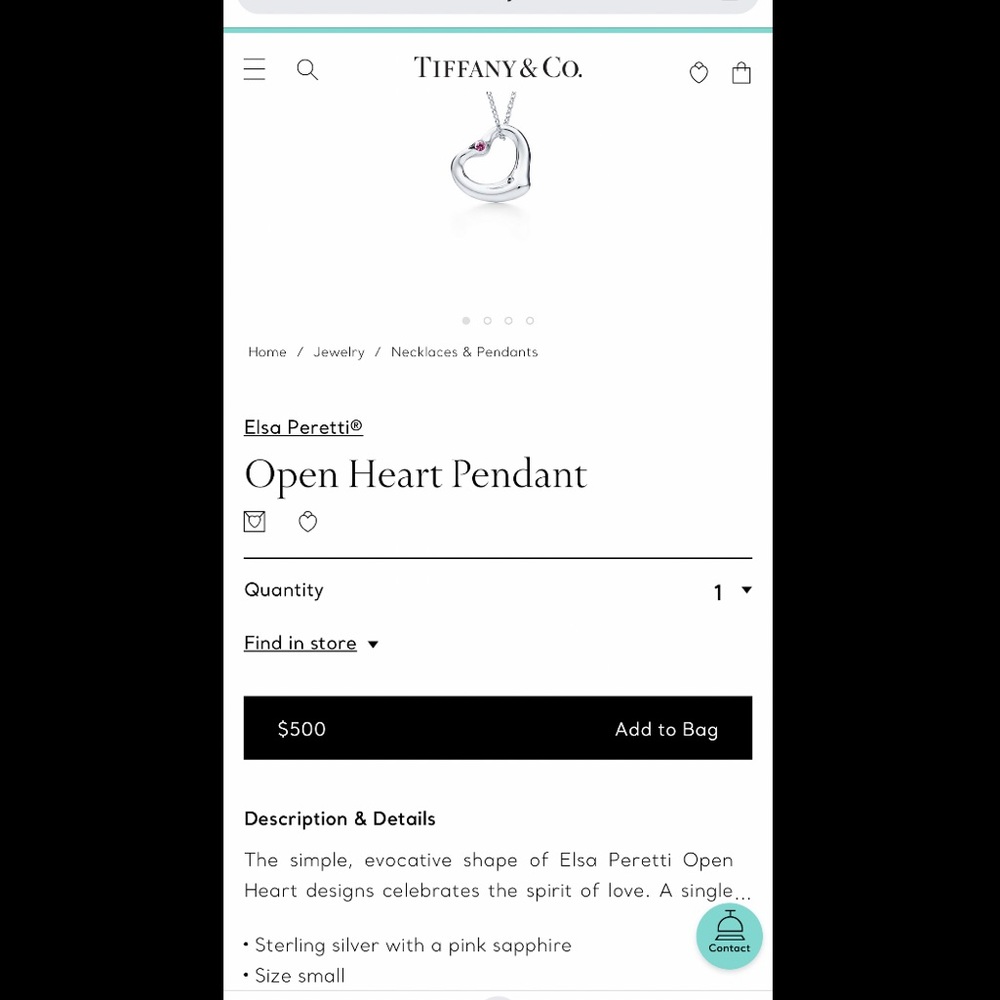 Tiffany & Co. Elsa Peretti Open Heart Pendant - Picture 7 of 7